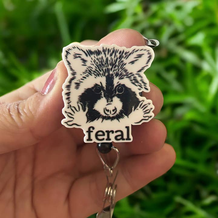 Fuzzy Edges Crafts LLC - Wholesale Badge Accessory - Women's - Feral Raccoon Badge Reel Holder