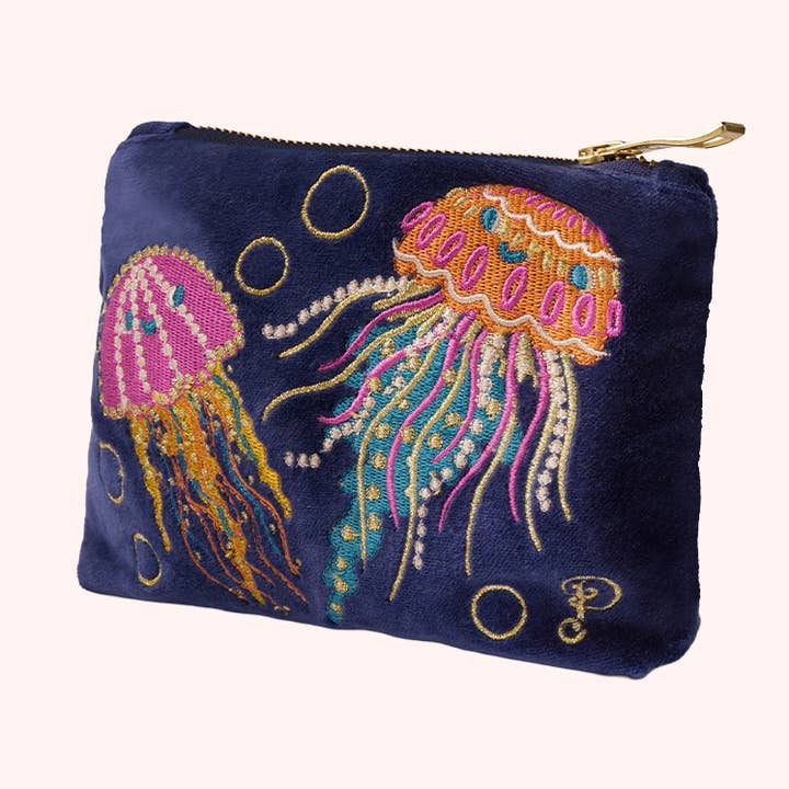 Velvet Mini Pouch - Jolly Jellies - Navy for wholesale by Powder Design inc - US