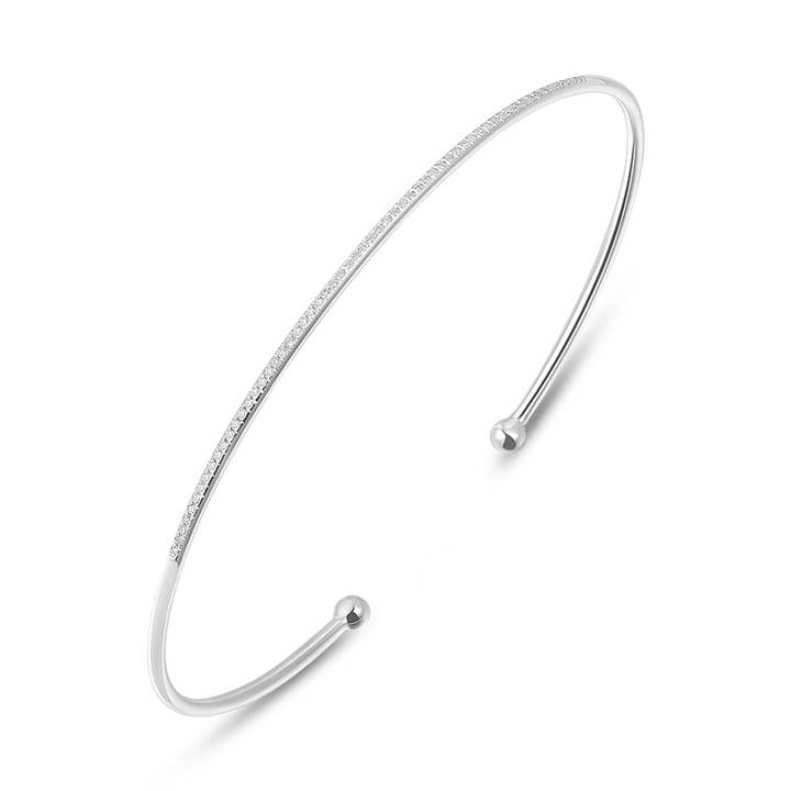 Circle bangle with diamonds, 18K white gold for wholesale by Leaf Jewelry