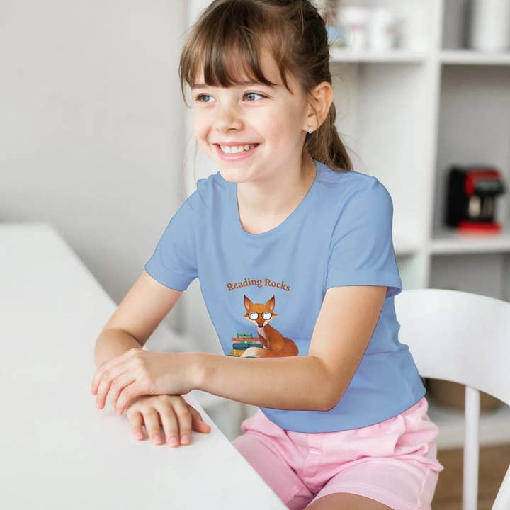 Reading Rocks Says the Fox Kids Crewneck T-shirt for wholesale by Read to Me