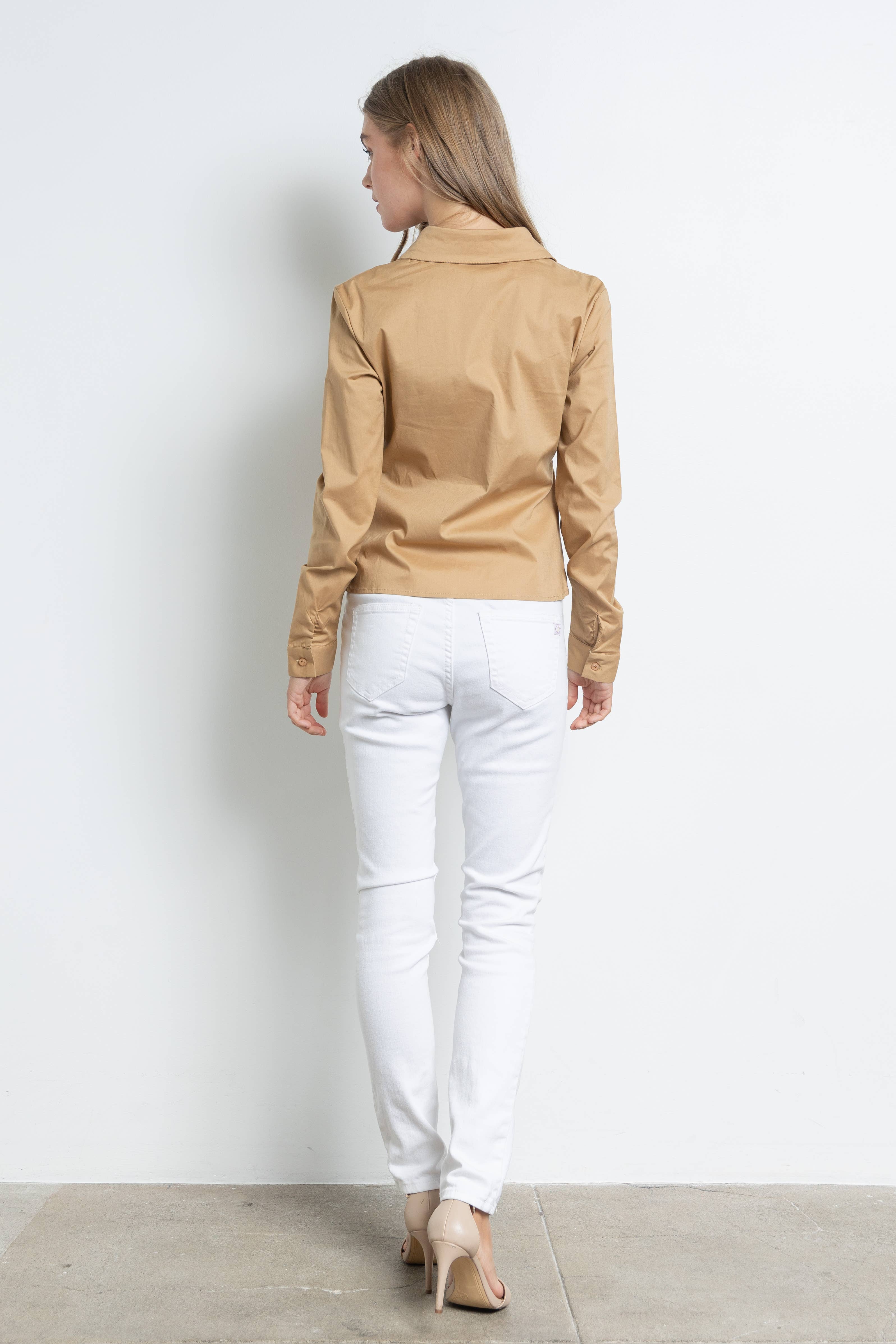 KIWI - Wholesale Button Down Shirt - Women's - IT2349-1 Ruched cotton shirt10