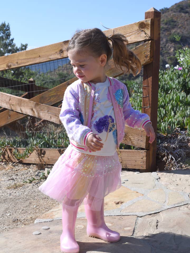 SEQUIN BOMBER JACKET W/ DREAMER AND SHELL PATCH DETAIL for wholesale by Hannah Banana , Baby Sara