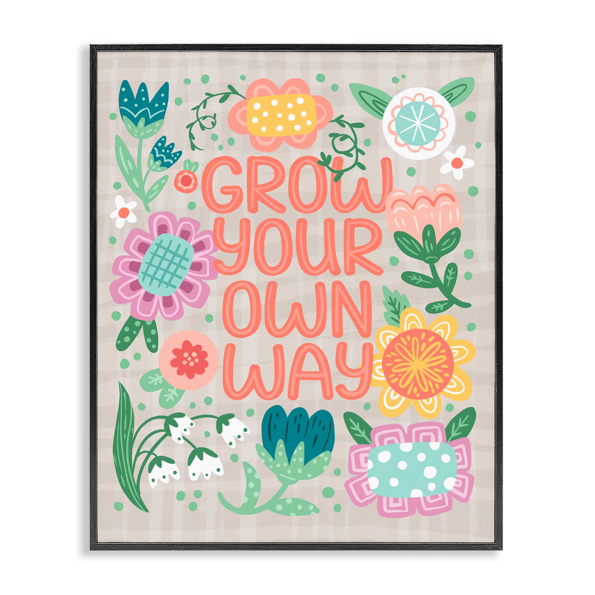 Stupell Industries - Wholesale Wall Sign - Grow Own Way Spring Plaid - Framed Wall Art0