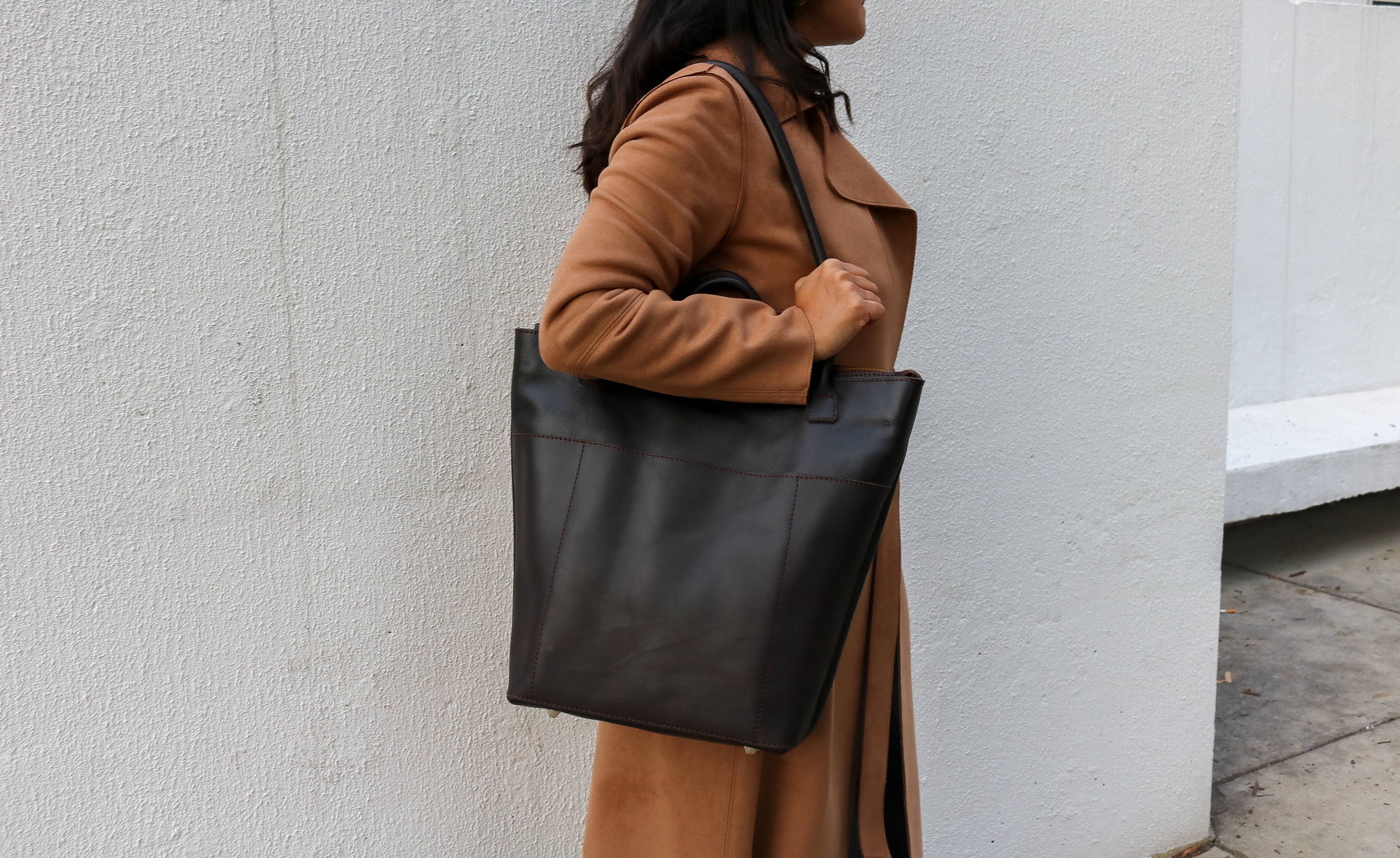 Brown Utility Tote Handbag, Dark Hazelnut for wholesale on Faire8