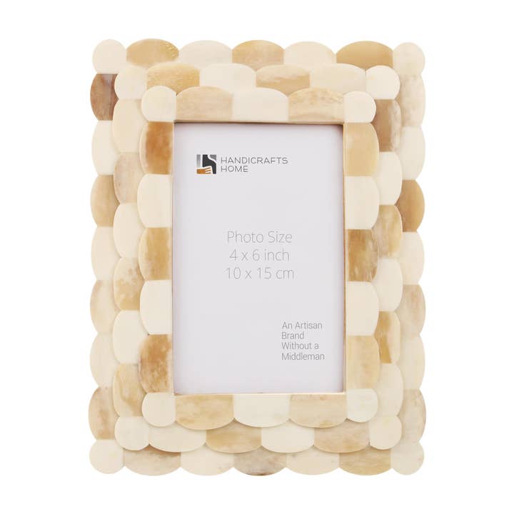 Handicrafts Home - Wholesale Picture Frame - Scalloped Art Inspired Bone Inlay Gift Picture Frames 4x6
