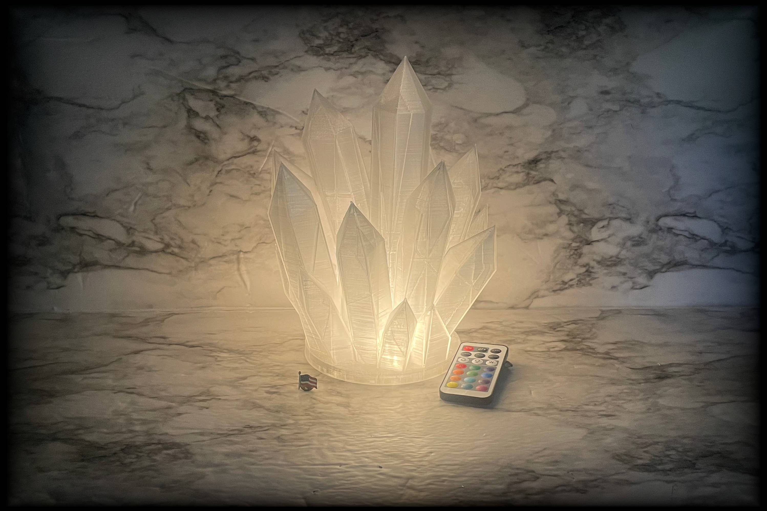 Recursive Dynamics - Vente Lampes d'appoint/de bureau - Lampe Cristal Sans Fil Grande Imprimée en 3D avec LED et Télécommande