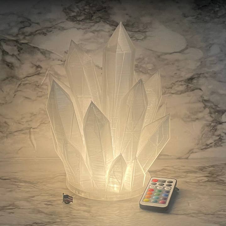 Recursive Dynamics - Vente Lampes d'appoint/de bureau - Lampe Cristal Sans Fil Grande Imprimée en 3D avec LED et Télécommande0