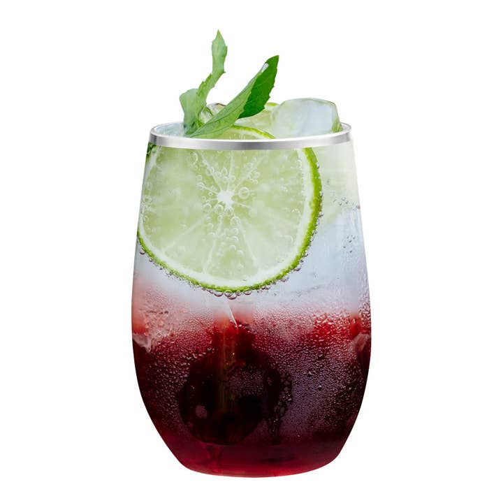 Smarty had a Party - Wholesale Wine Glass - 12 oz Clear w/ Silver Stemless Plastic Wine Glasses - 16 pcs1