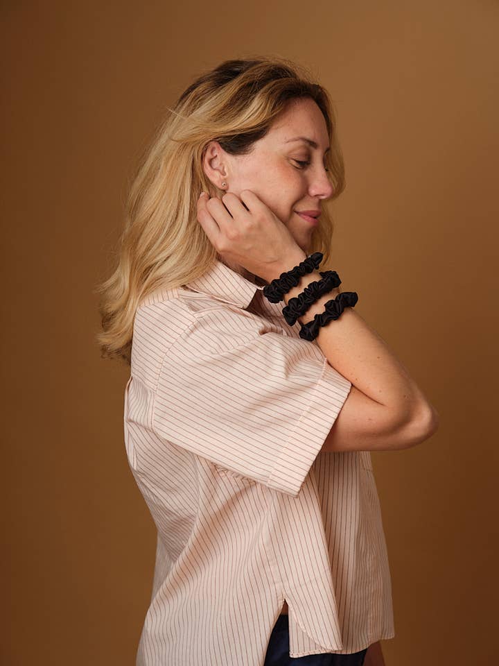 Chouchou 100% pure soie - Le petit - Noir x3 pour la vente par Emily's Pillow