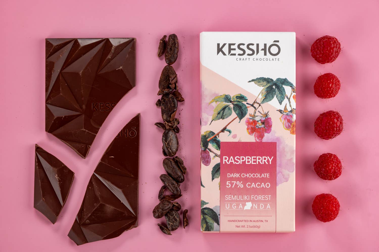 KESSHŌ - Wholesale Chocolate Bar - Raspberry 57% Dark Chocolate  Bar– Single Origin2