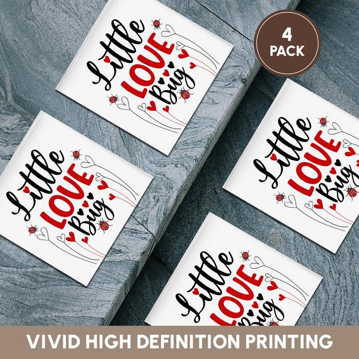 3dRose - Wholesale Coasters - 3dRose, Little Love Bug Cute Typography in Red and Black with Ladybugs, Coaster5