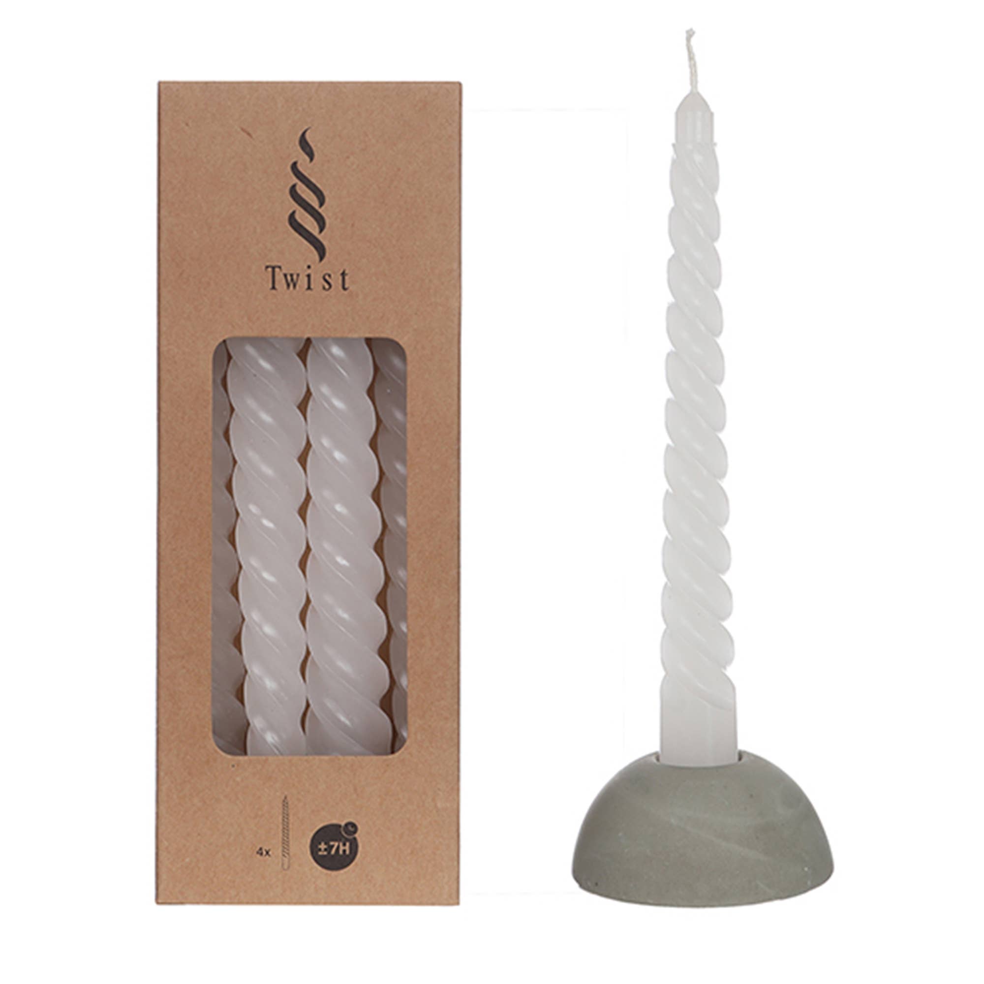 Vosteen - Wholesale Pillar Candle - Twist H/D190/22 mm pointed candle, white0