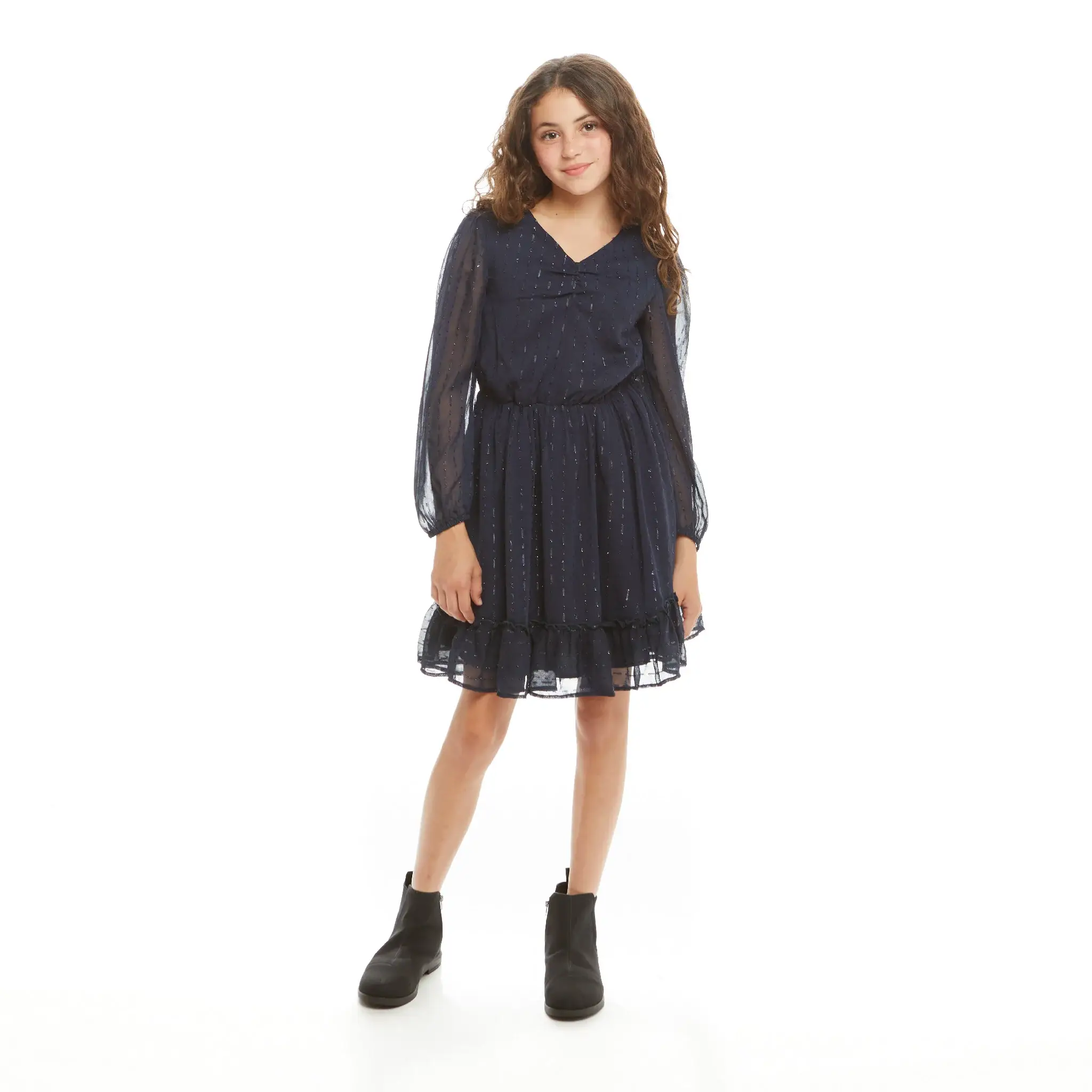 Navy Girls Tween Starry Elegance Holiday Dres for wholesale on Faire6