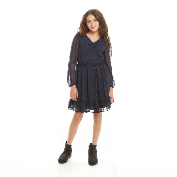Navy Girls Tween Starry Elegance Holiday Dres for wholesale on Faire6