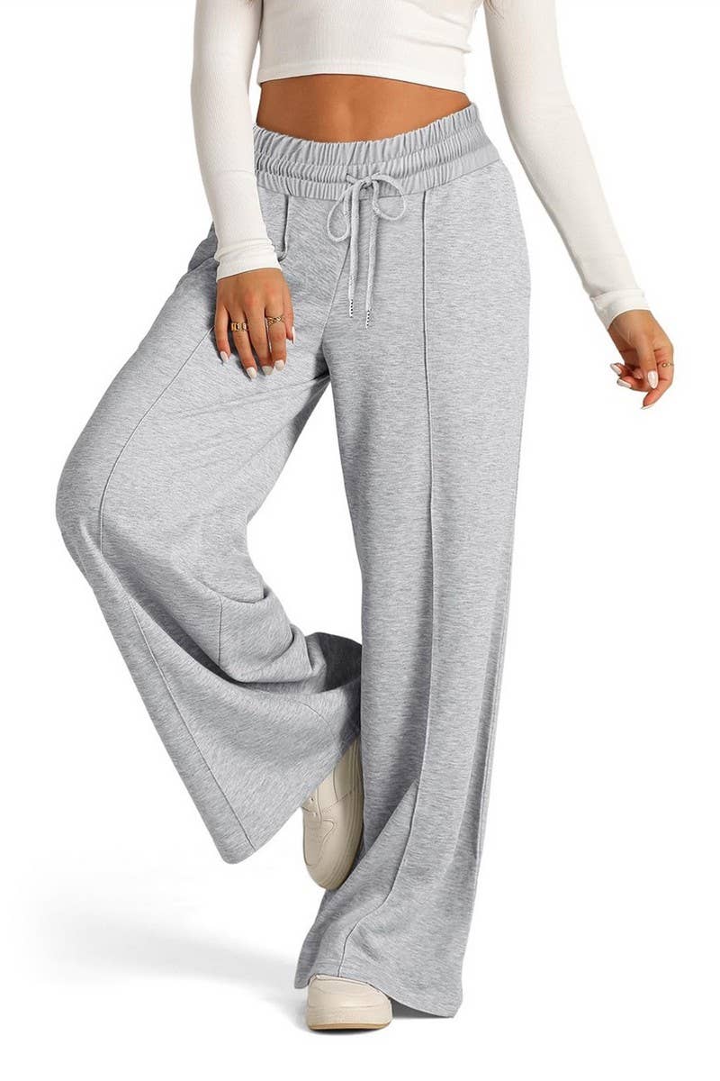 NINEXIS - Wholesale Pants - Women's - CWBLP1855_SOLID COLOR WAIST WIDE-LEG CASUAL TROUSERS1