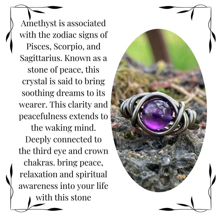 Distorted Earth – Engroshandel Statementring – Ametystring med gråbånd gotiske krystalsmykker 3