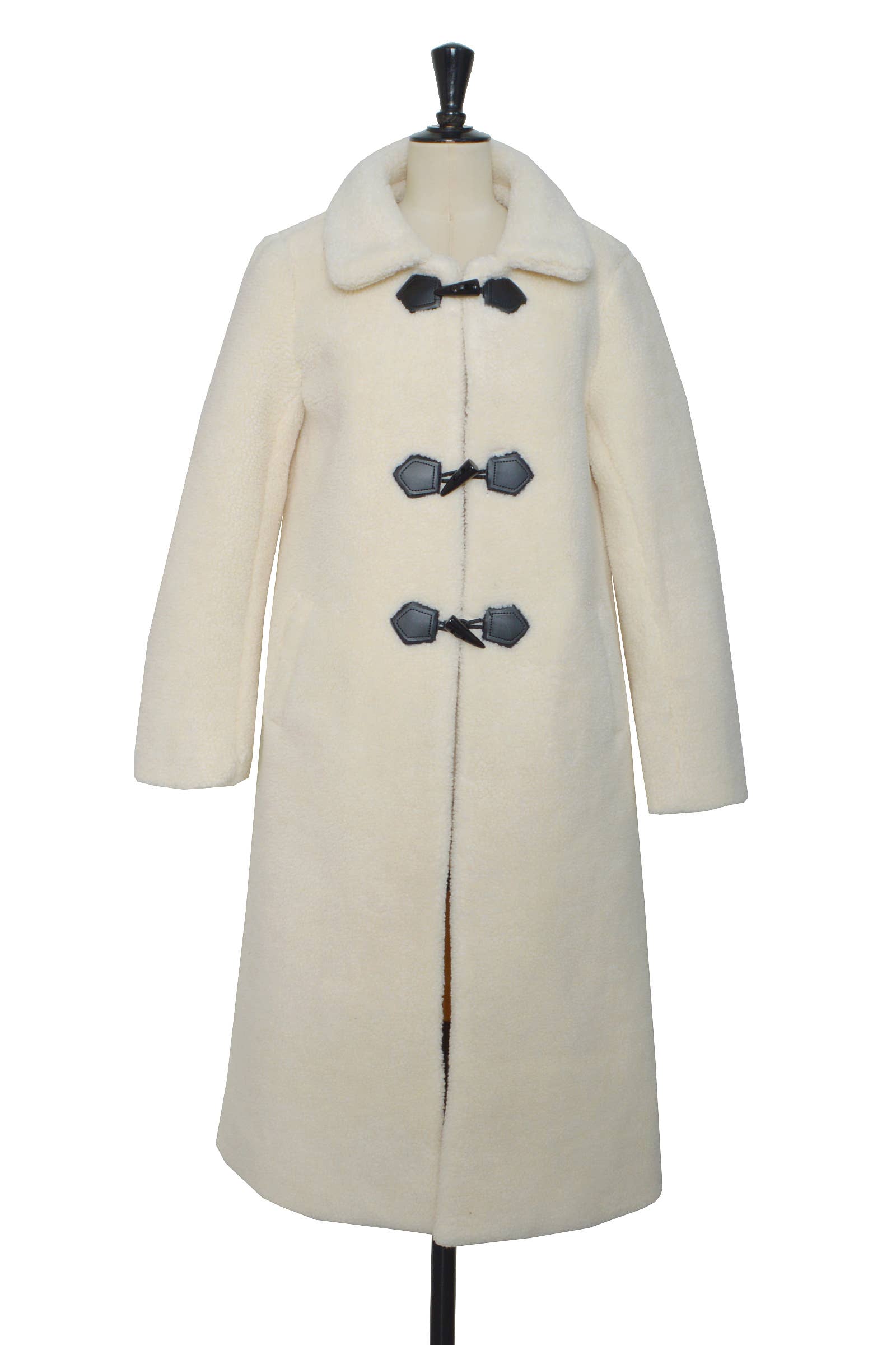 ELLI WHITE - Vente Manteau – femme - Manteau laine de mouton long à fermeture crochet1