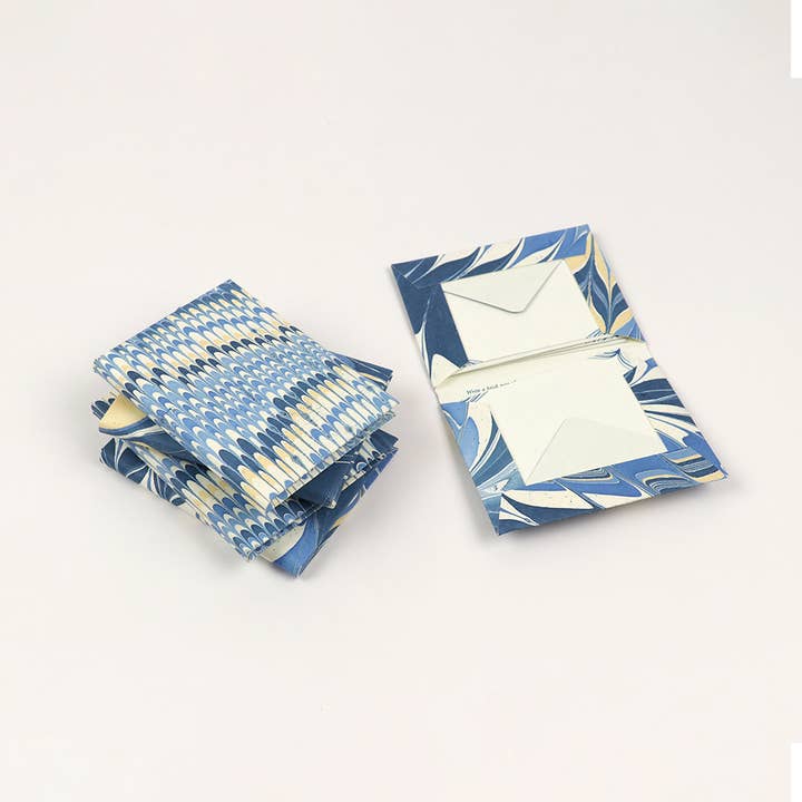 Craft Boat - Wholesale Stationery/Notecard Set - Hand Marbled Notecard Set - 6 Cards