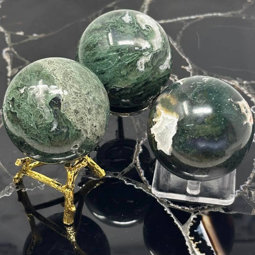 The Crystal Tabby - Venta al por mayor Piedras/cristales espirituales - Esfera de Ágata Musgosa - 1 esfera2