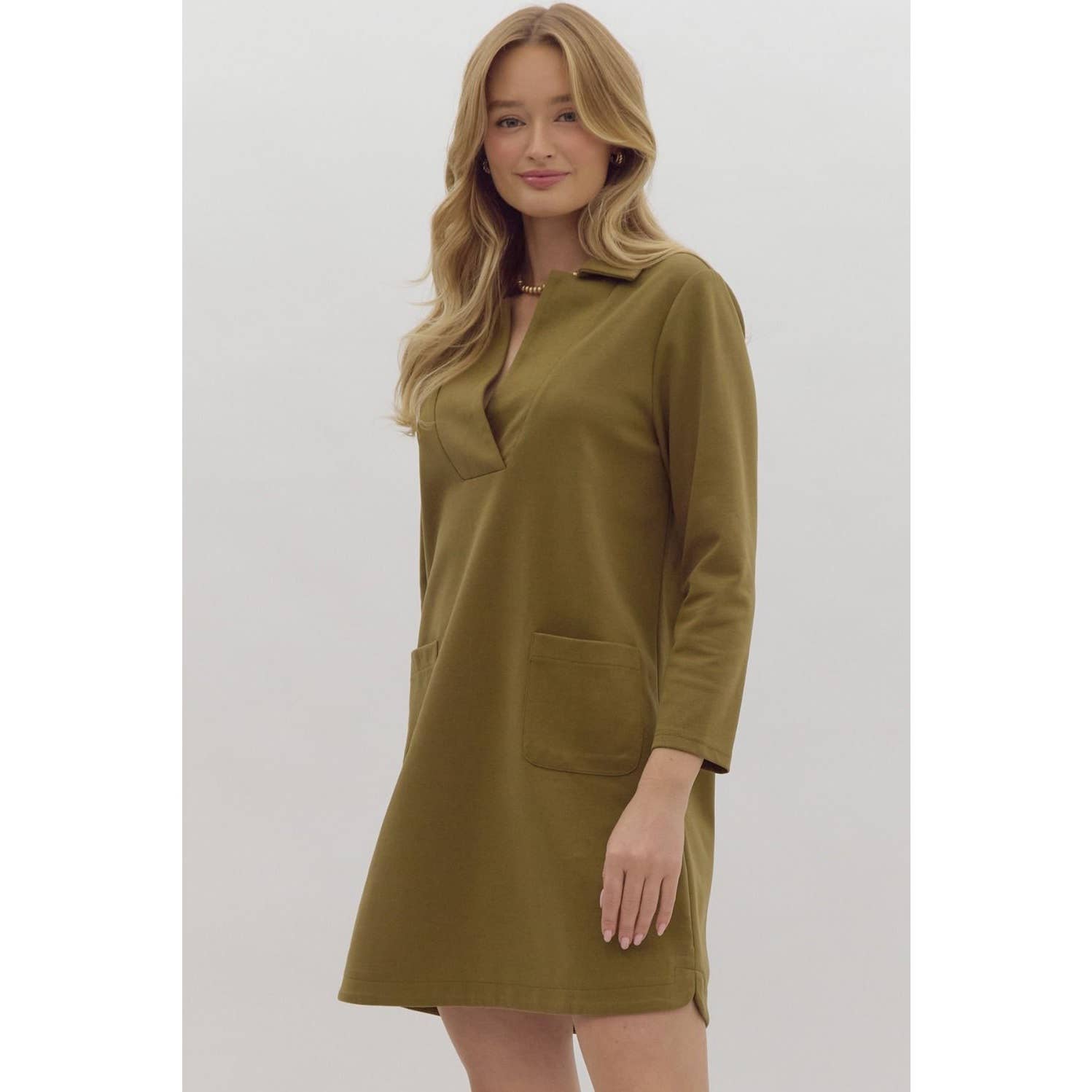 STYLE USA – Engroshandel Kjole - Dame – Massiv minikjole med v-hals krave16