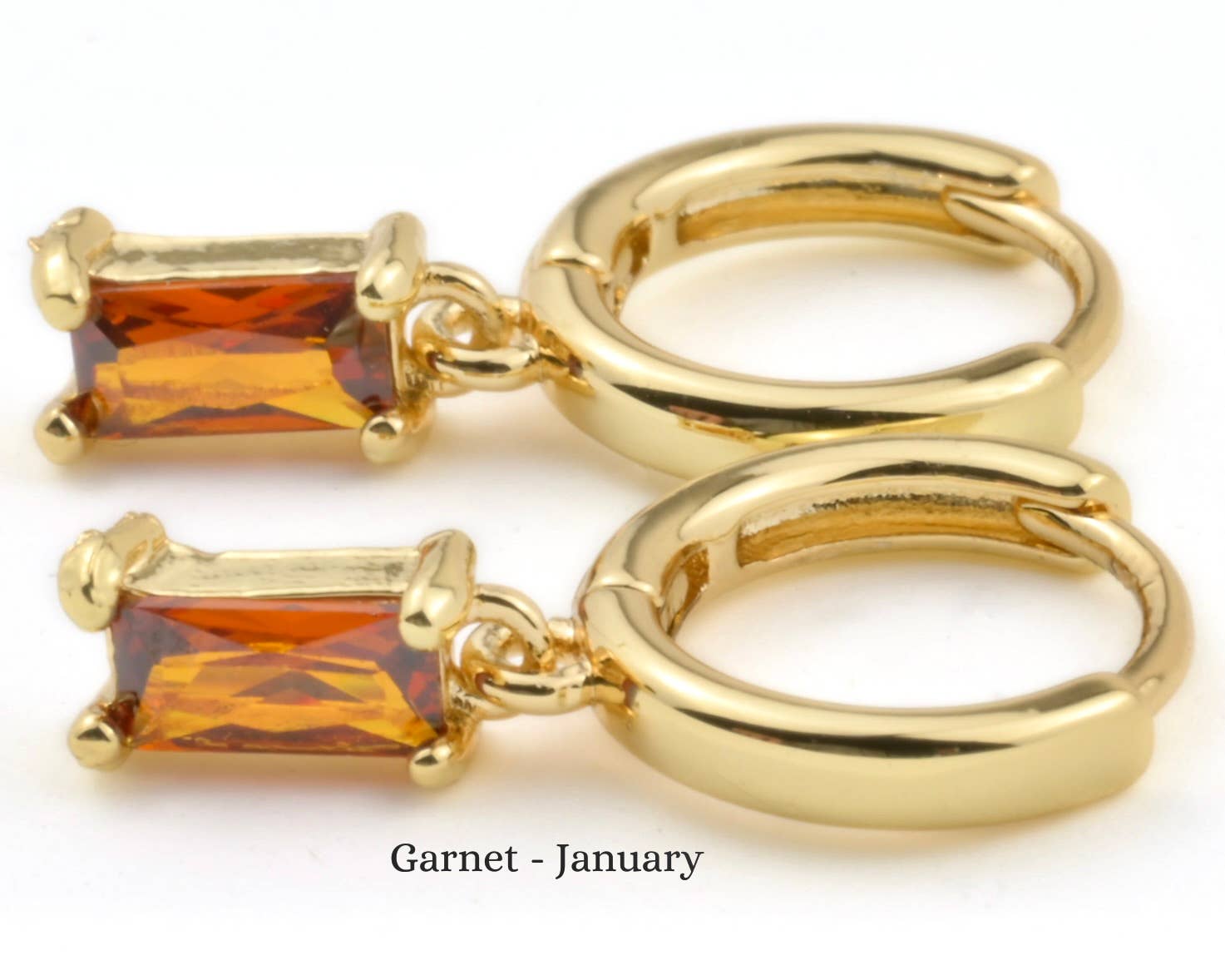 Blueyejewelry - Wholesale Huggie Earrings - Baguette Birthstone Hoops - Rectangle Stone Hoop Earrings5