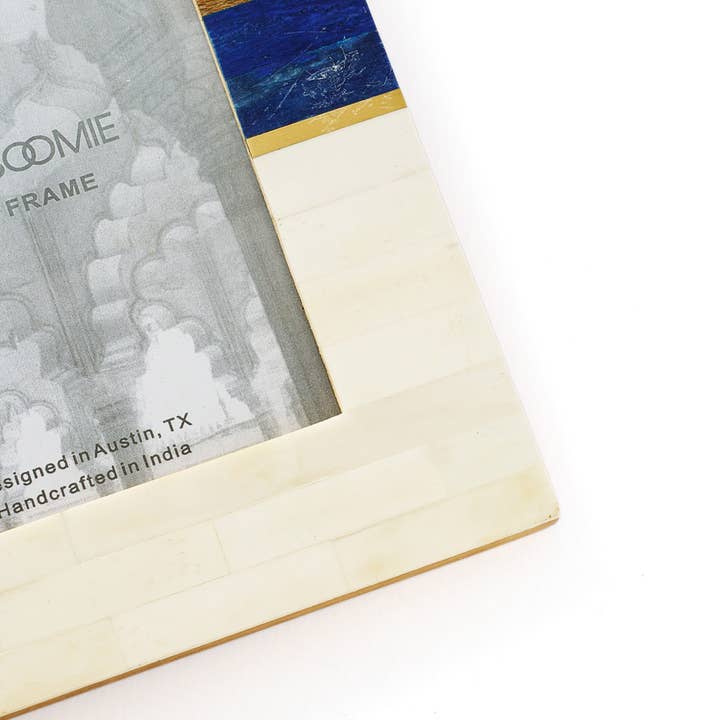 Matr Boomie Fair Trade - Wholesale Picture Frame - Kaveri Striped 5x7 Picture Frame - Carved Bone & Wood1