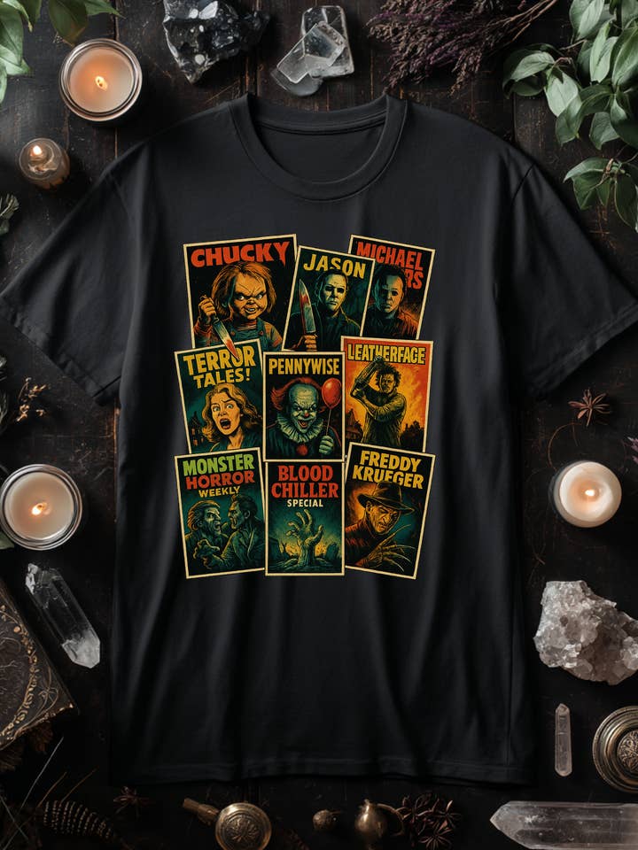 Horrorfilme Bedrucktes T-Shirt für den Großhandel von Cute And Spook