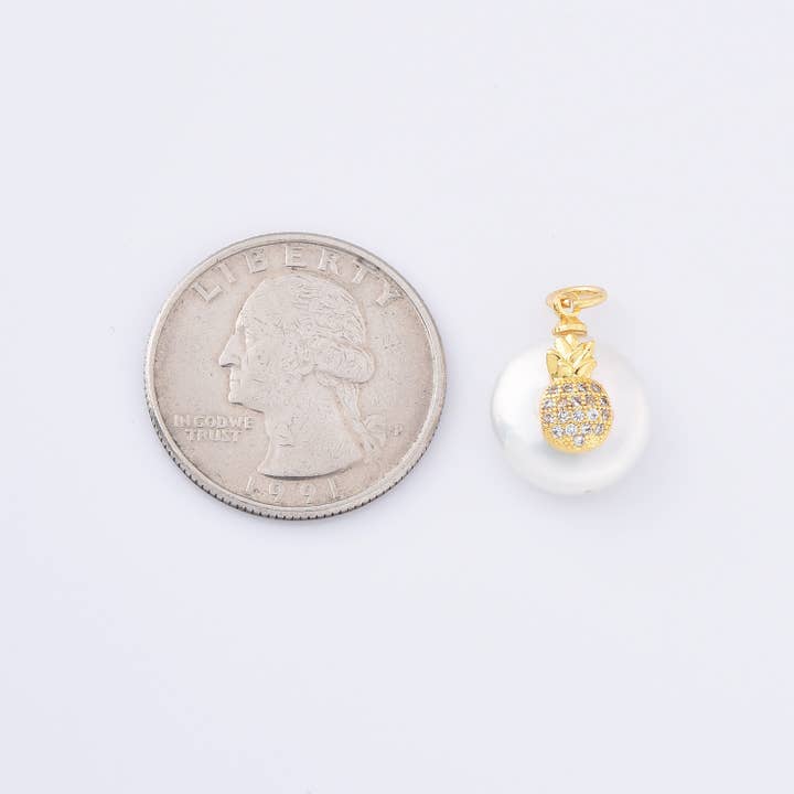 Beads Creation - Wholesale Individual charm/pendant - Freshwater Pearl Pineapple Charm in Gold Filled, CP8743