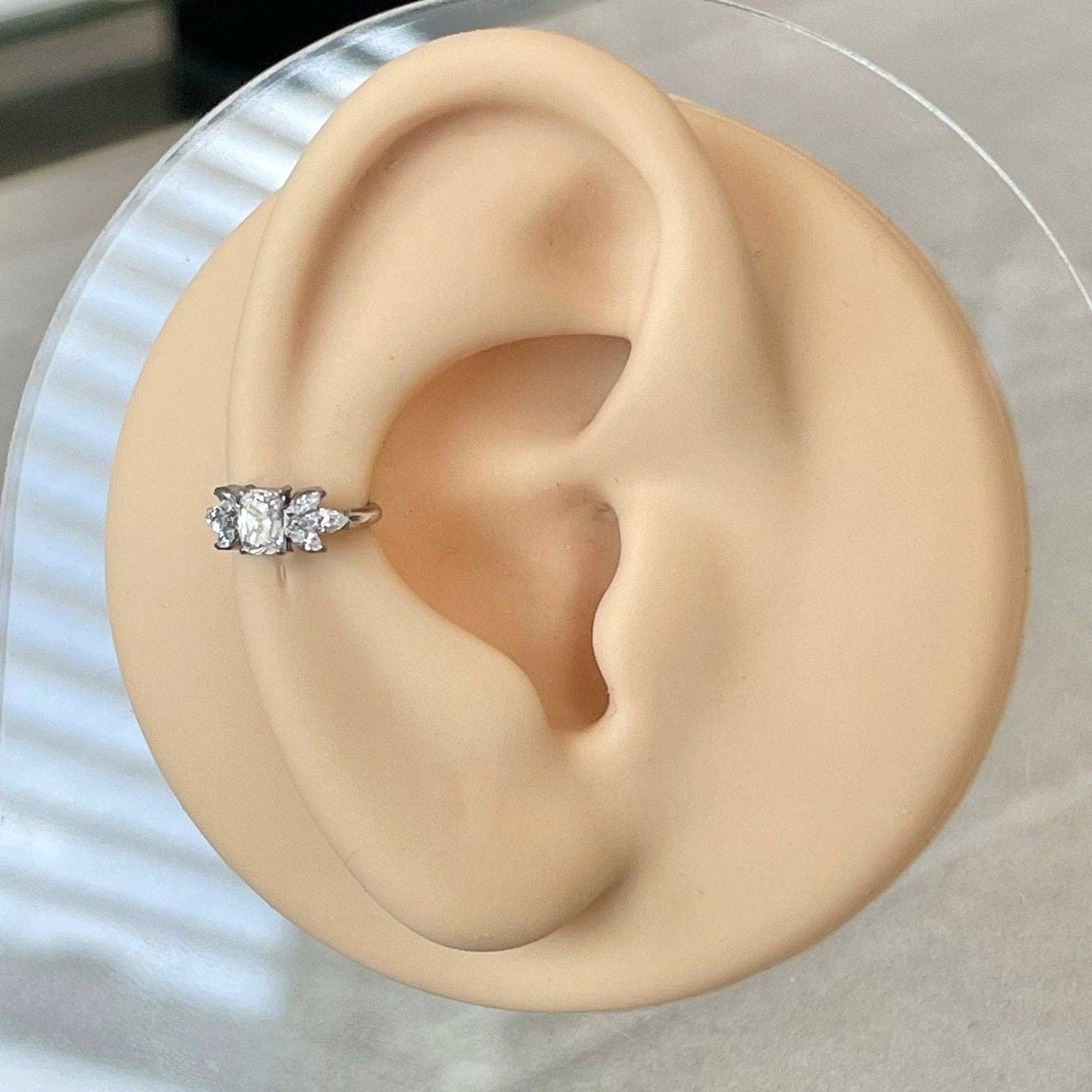 Elara Body Jewelry - Wholesale Single Earring - Silver Conch Piercing (16G | 8mm or 10mm | Titanium | Silver or Gold)7