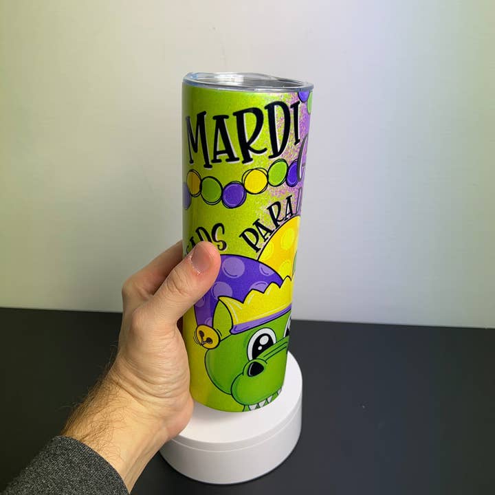 DecoExchange - Wholesale Insulated Mug/Tumbler - Mardi Gras Gator 20 oz Skinny Tumbler3