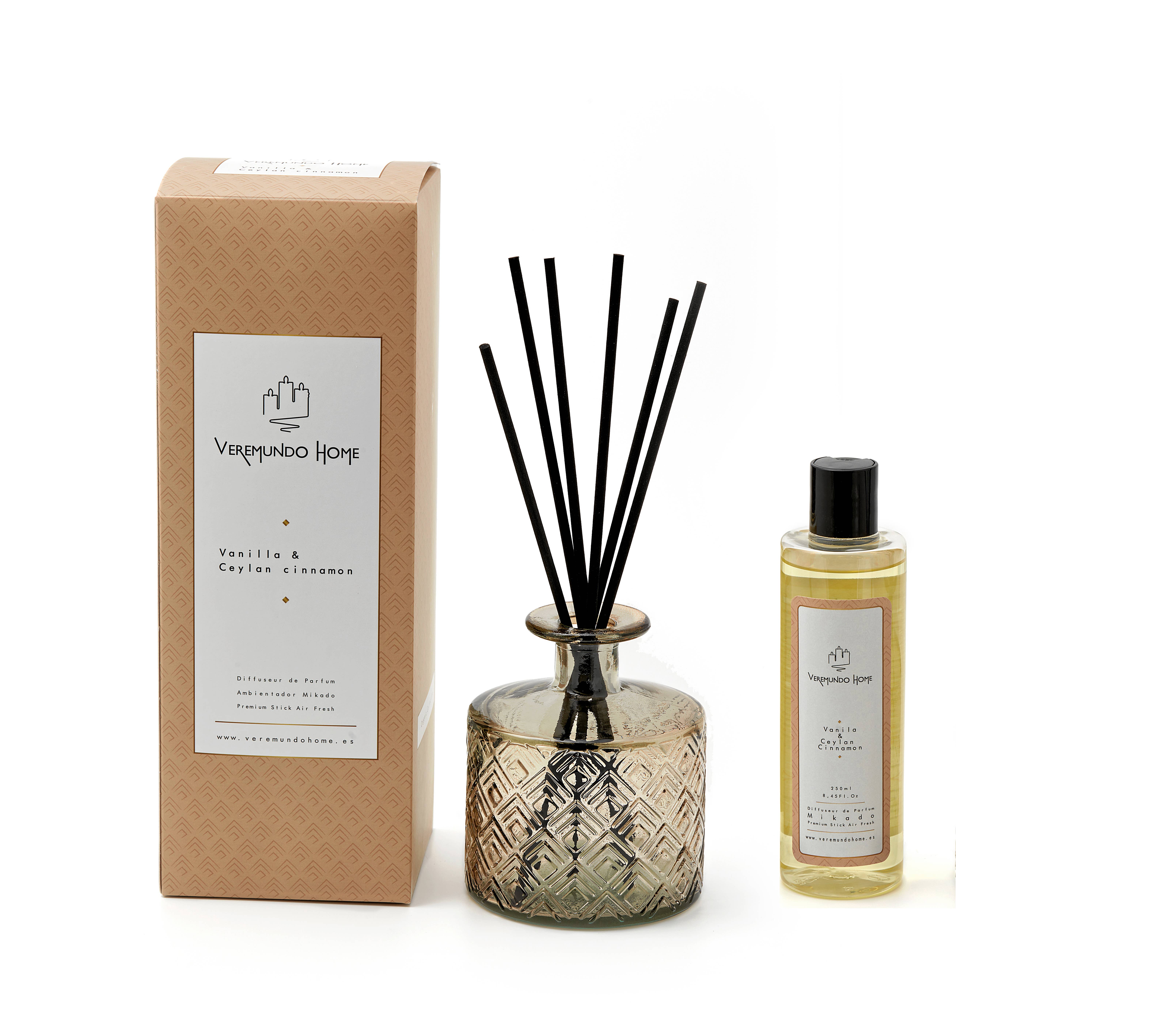 Veremundo Home - Wholesale Reed Diffuser - Organic Aromatic Diffuser - Cinnamon & Vanilla1