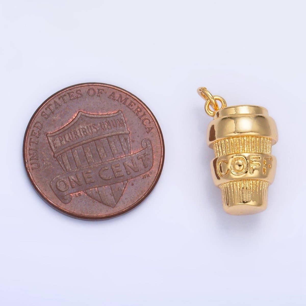 Aim Eternal - Wholesale Individual Charm/Pendant - 24K Gold Filled Mini 3D Multidimensional Coffee Tumbler Drink Charm in Gold & Silver | W6701
