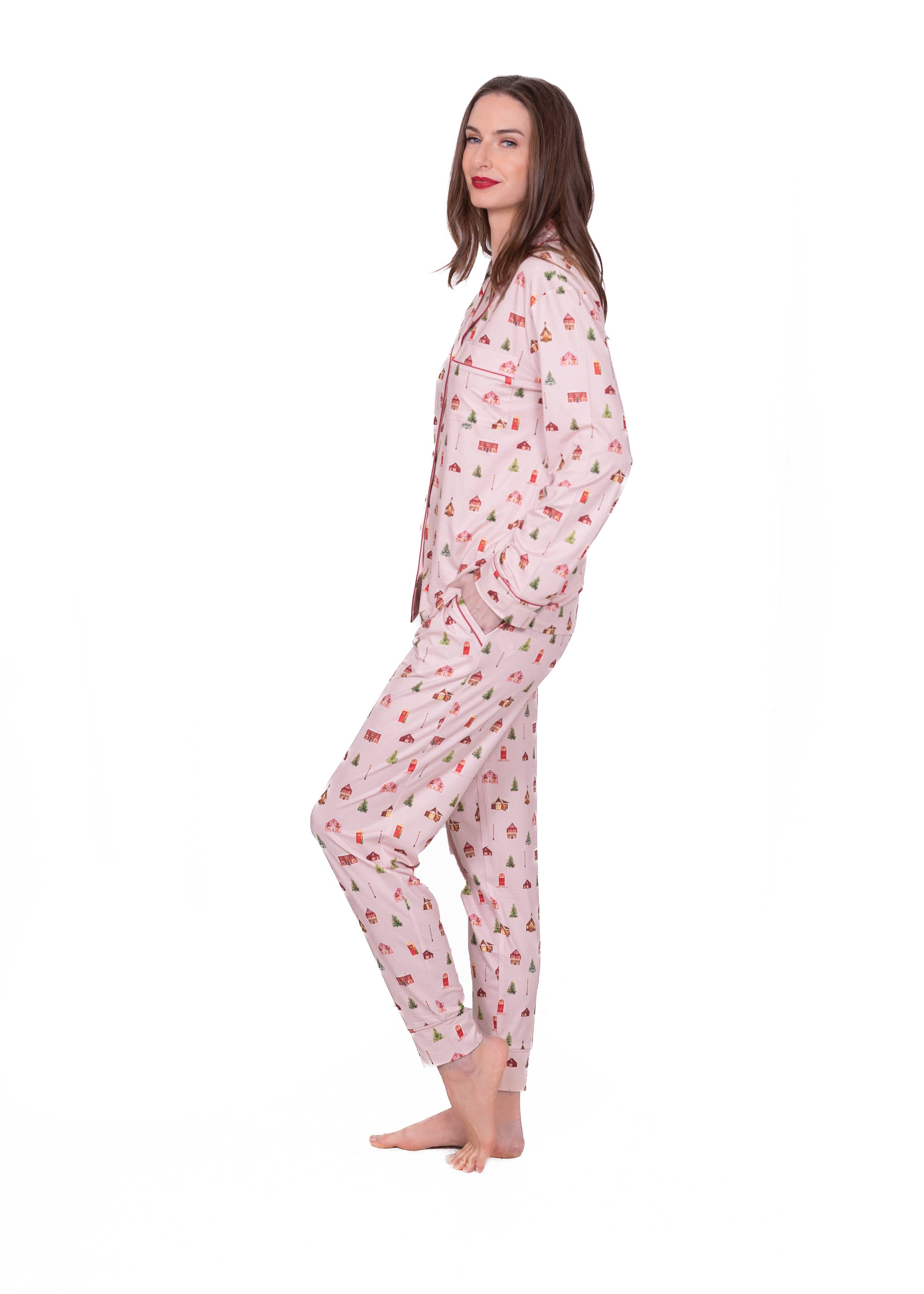 LATTELOVE - Wholesale Sleepwear Set - Women's - LS NOTCH COLLAR TOP & JOGGER PAJAMA GIFT SET17