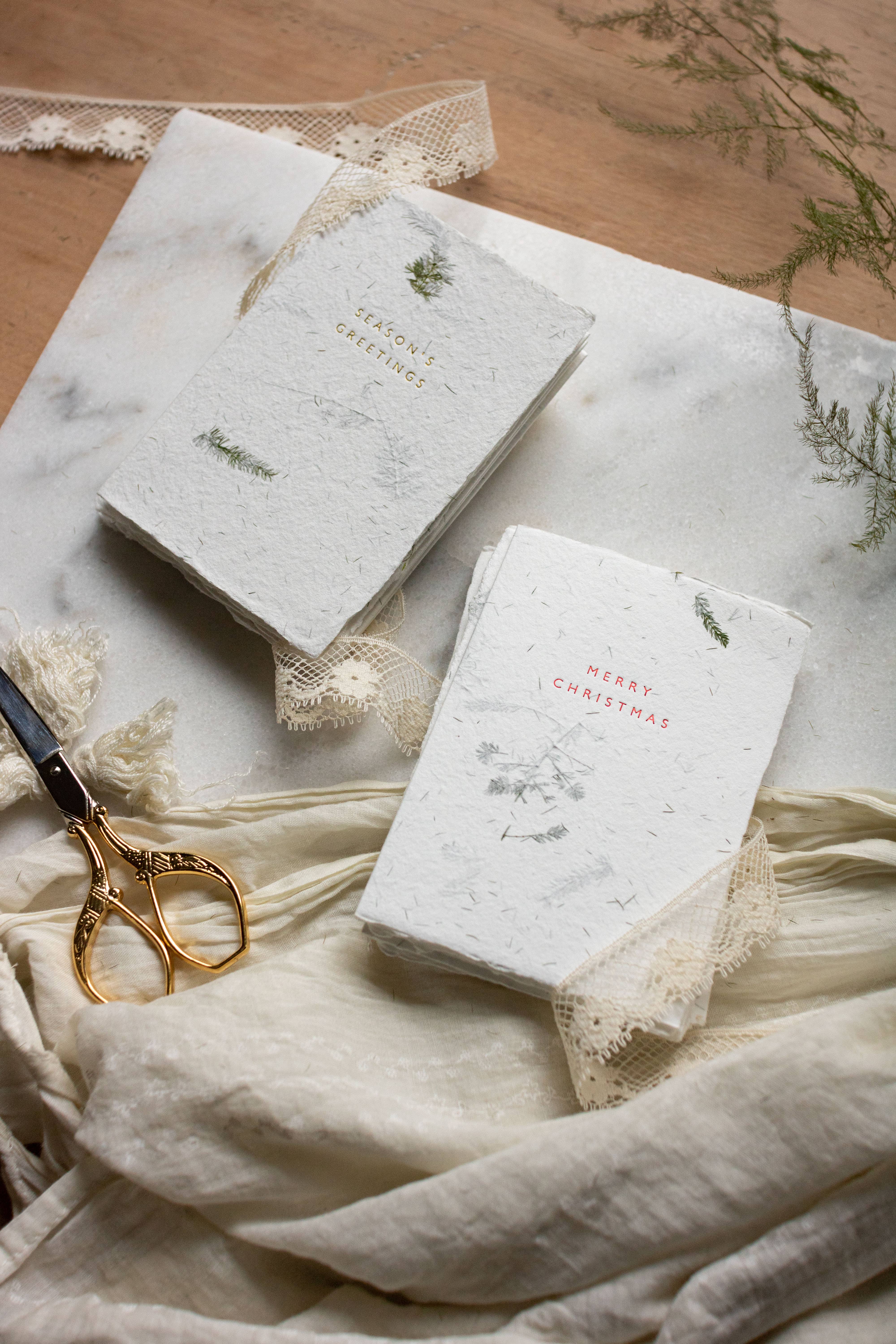 Oblation Papers & Press - Wholesale Christmas Card - Merry Christmas Fern Greeting Handmade Paper Letterpress1