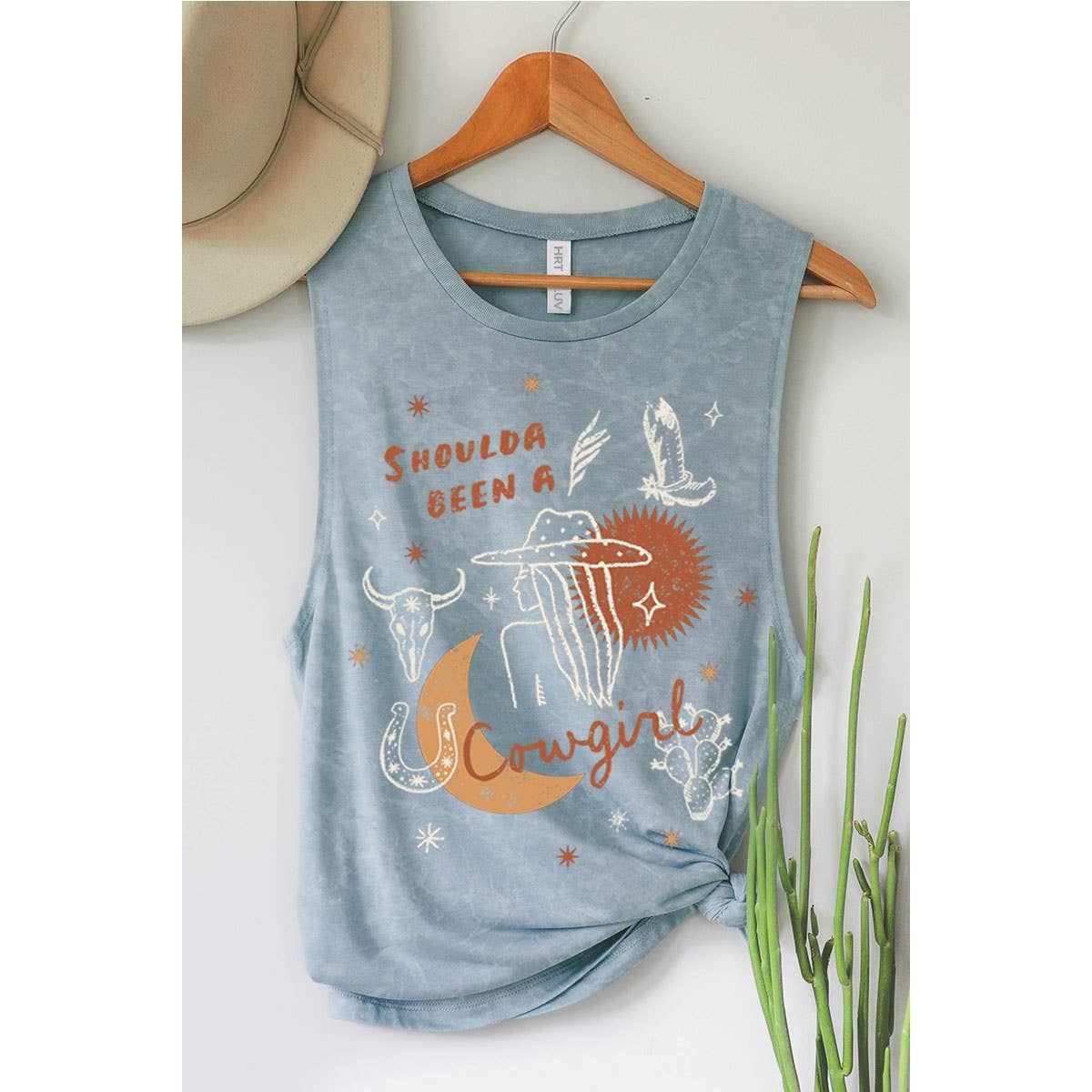 HRTandLUV - Wholesale Tank Top - Women's - SHOULDA BEEN A COWGIRL GRAPHIC TANK TOP4