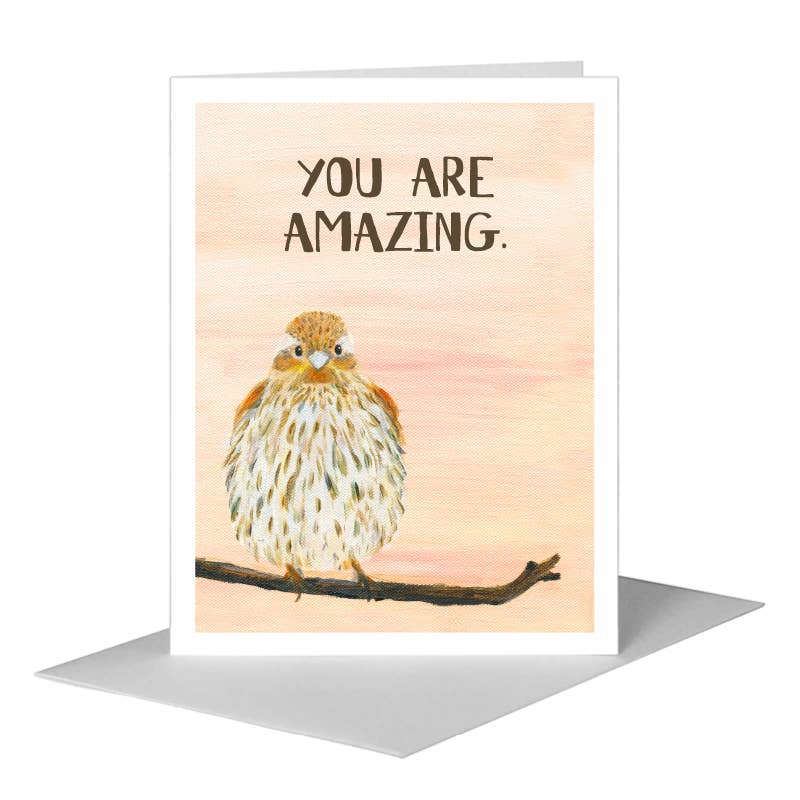 Printed Canvas - Wholesale Everyday Greeting Card - Sweet Finch, Greeting Card (#8325G)0
