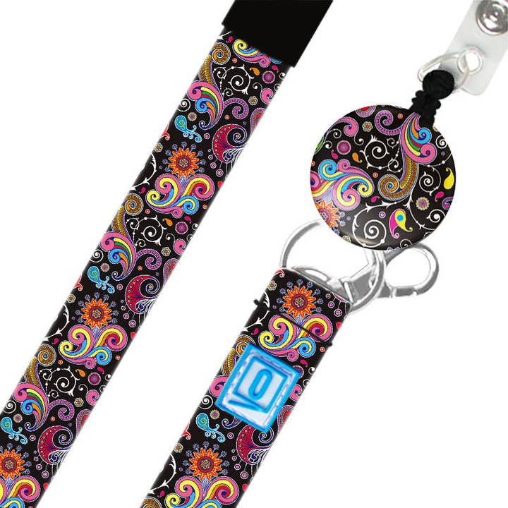LUXE Lanyard Dark Paisley for wholesale by OUTSIDE THE BOX, LLC