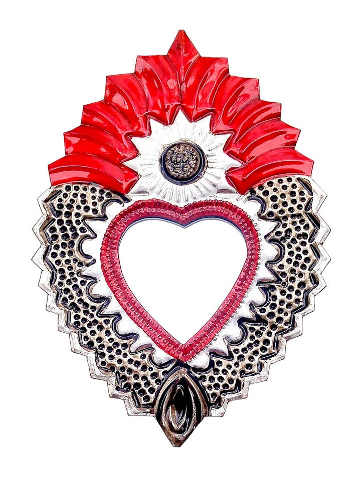 Klassiskt rött hjärta i plåt med spegelprydnad för wholesale av Sedona Spirit