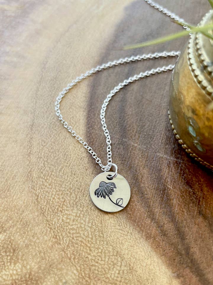 Daisy Daisy Hand Stamped Necklace for wholesale by Adventures in Bloom