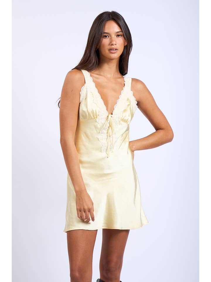 Sky to Moon - Wholesale Dress - Women's - SATIN LACE STRAP V-SHAPE OPEN BACK MINI DRESS16