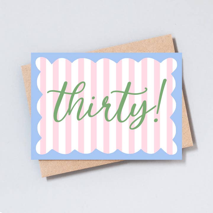 Tredive Stribet Fødselsdagskort for engroshandel hos The Type Club