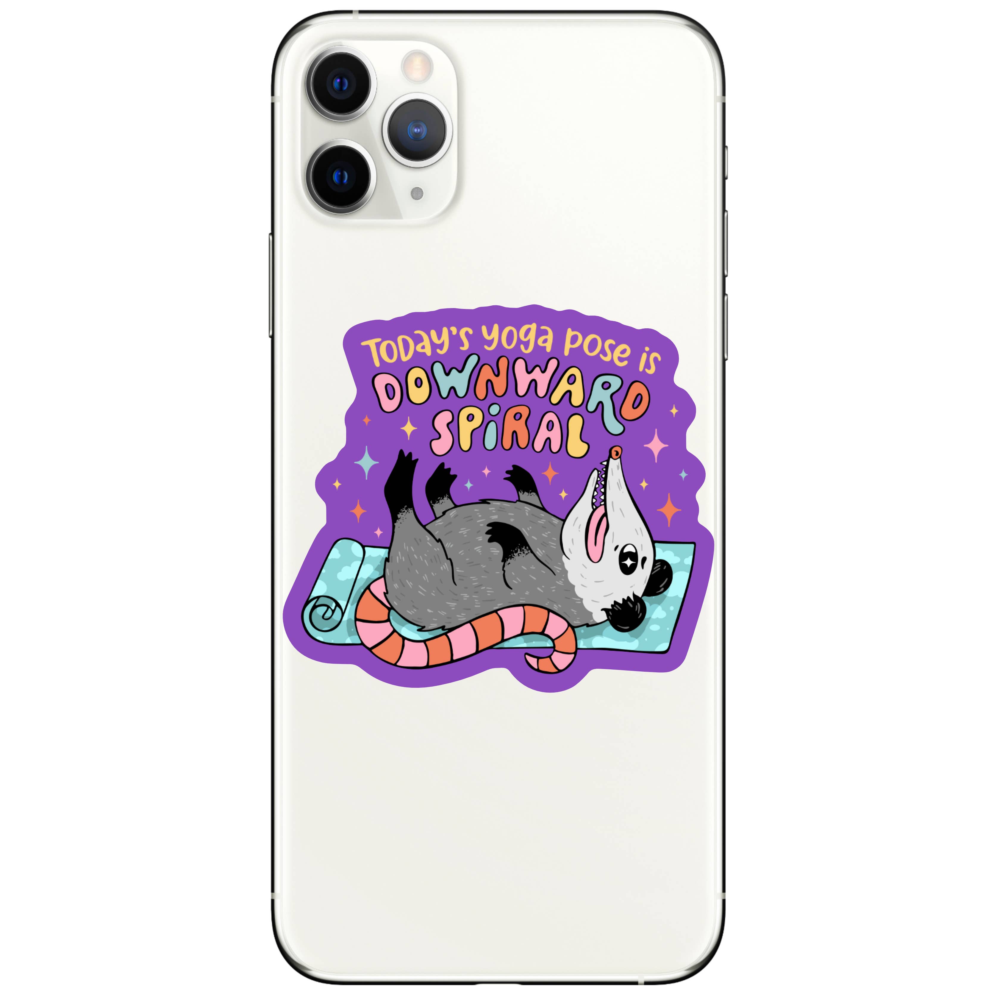 Juju and Moxie - Wholesale Sticker - Yoga Funny Mental Health Opossum High Quality Vinyl Sticker4