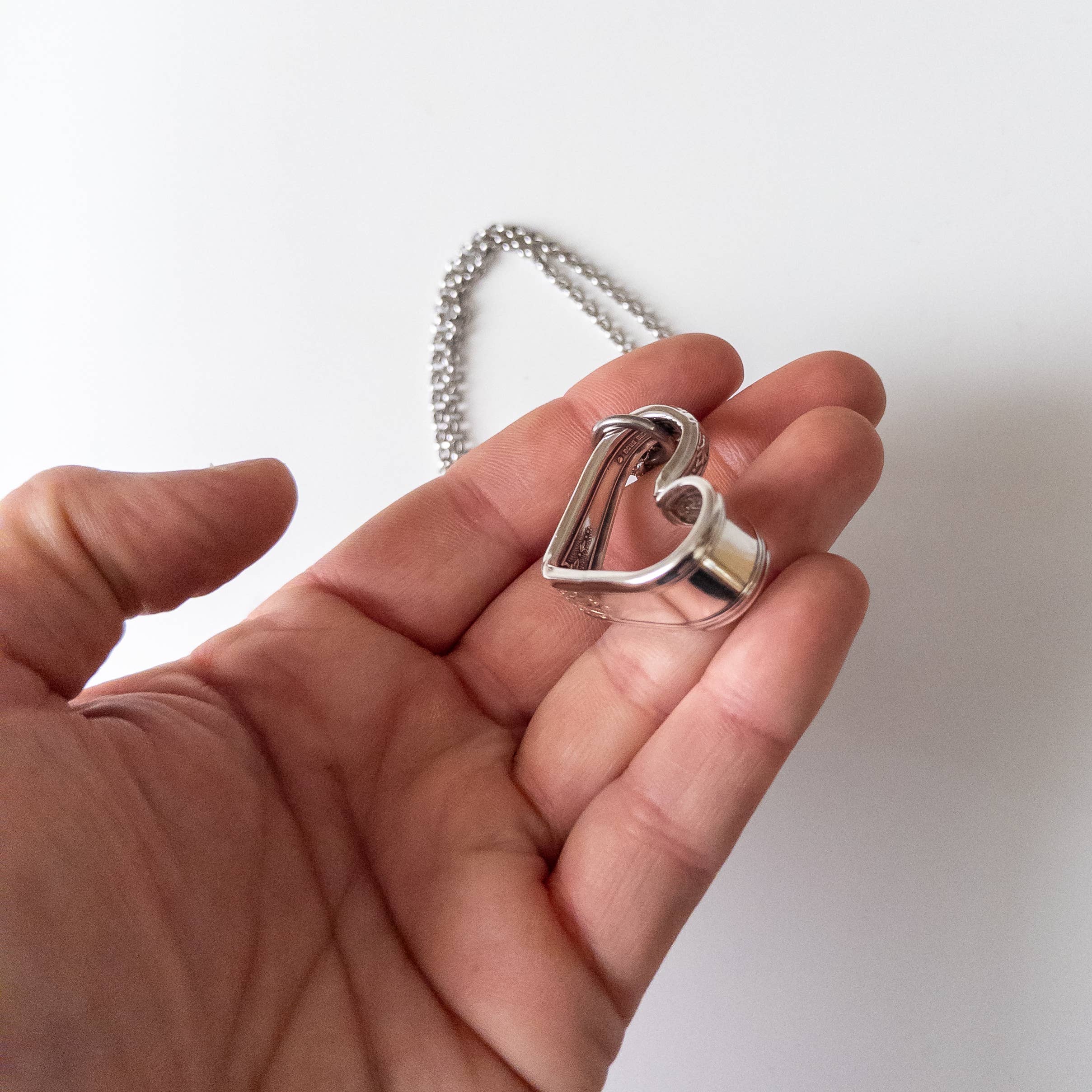 Girl Ran Away With the Spoon - Wholesale Pendant/Charm Necklace - Bent Heart Silverware Necklace5