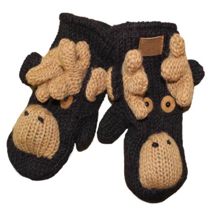 Dyrevanter/handsker til børn. 100% uld med fleeceforing. Håndlavet i Nepal. for engroshandel hos Northern Lifestyles Canada