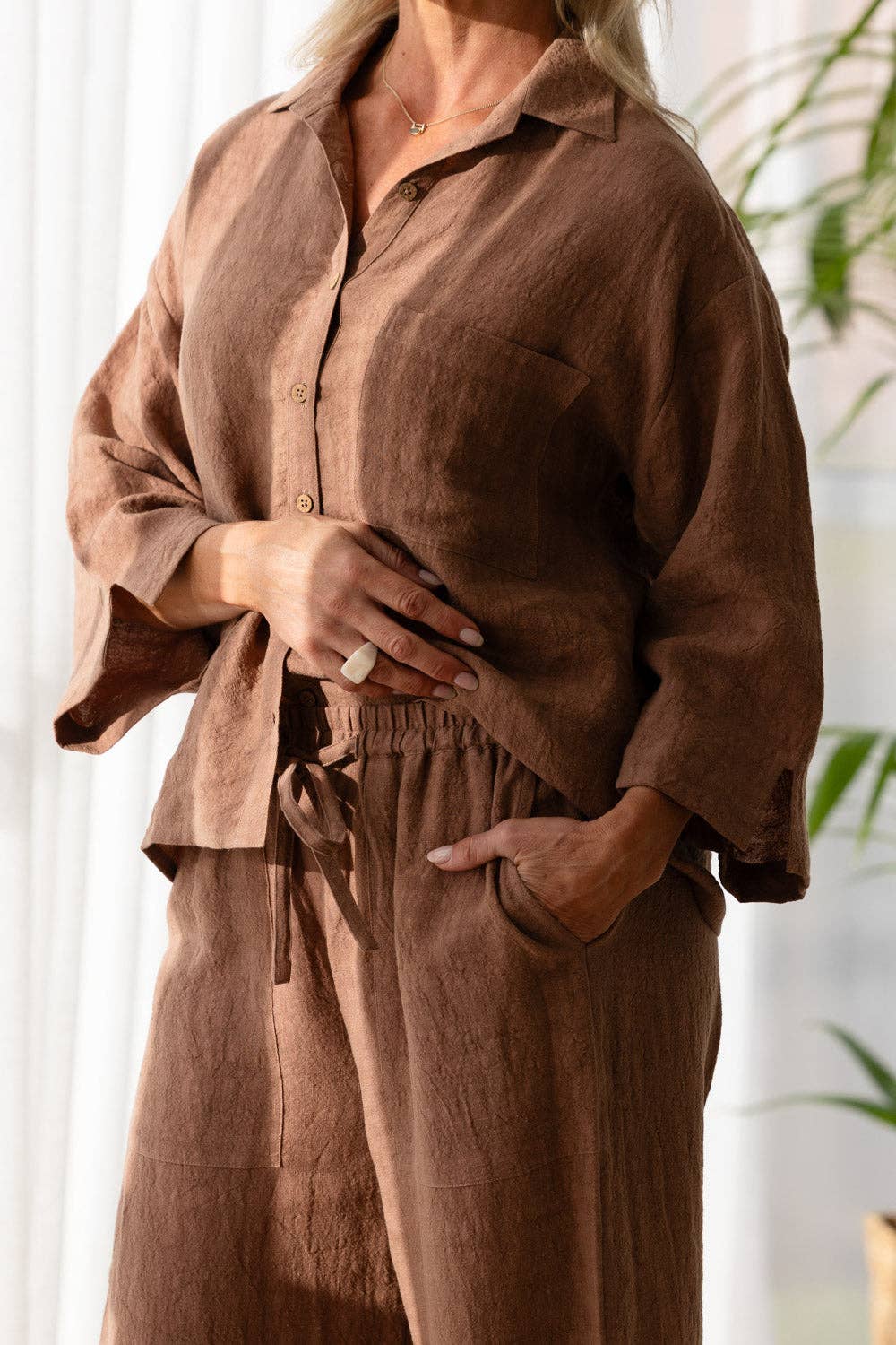 Fundamental Linen Shirt - Clay for wholesale on Faire2