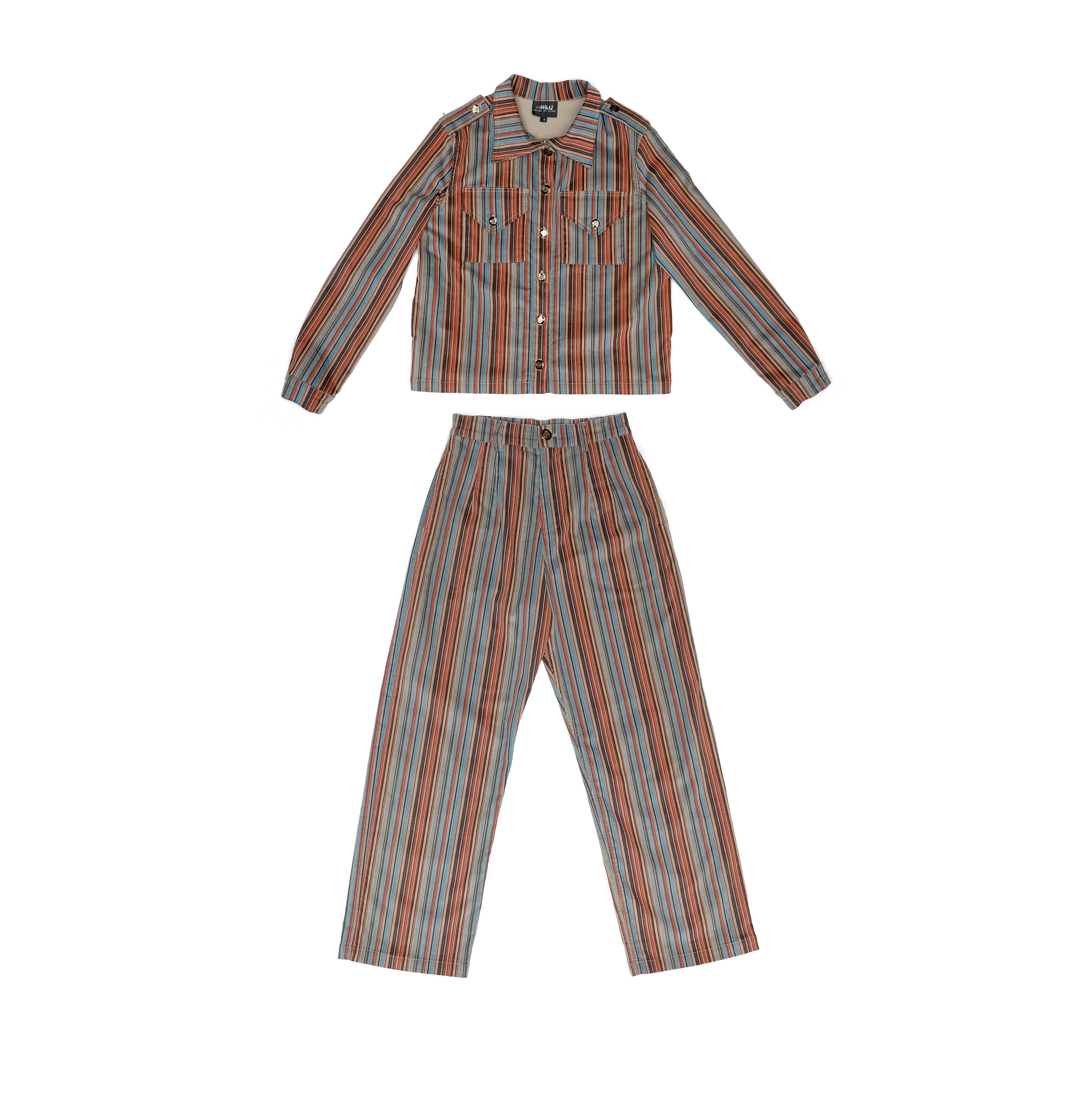 House of Aama – Großhandel Hose – Damen – Ogun Cord-Militärhose - Blaue Streifen3