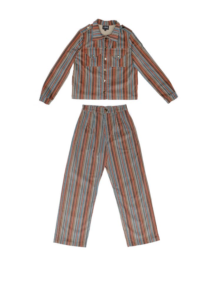 House of Aama – Großhandel Hose – Damen – Ogun Cord-Militärhose - Blaue Streifen3