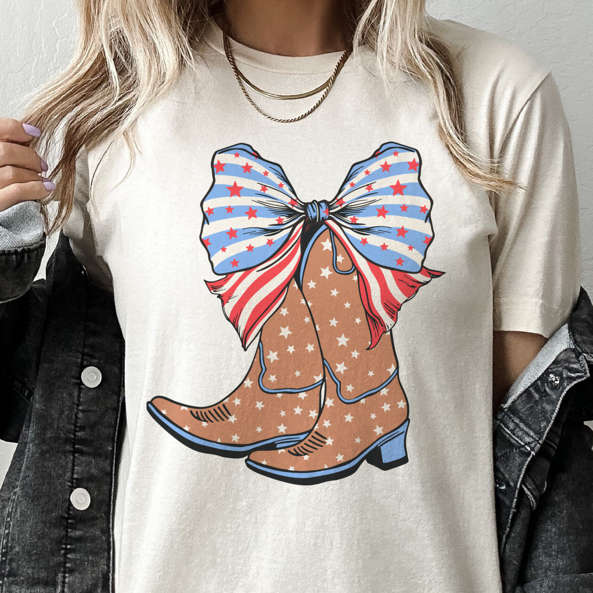 Par.tees by Party On! - Wholesale Screen Printed T-Shirt - Women's - USA Cowboy Boots Patriotic Country Western boho Graphic Tee2
