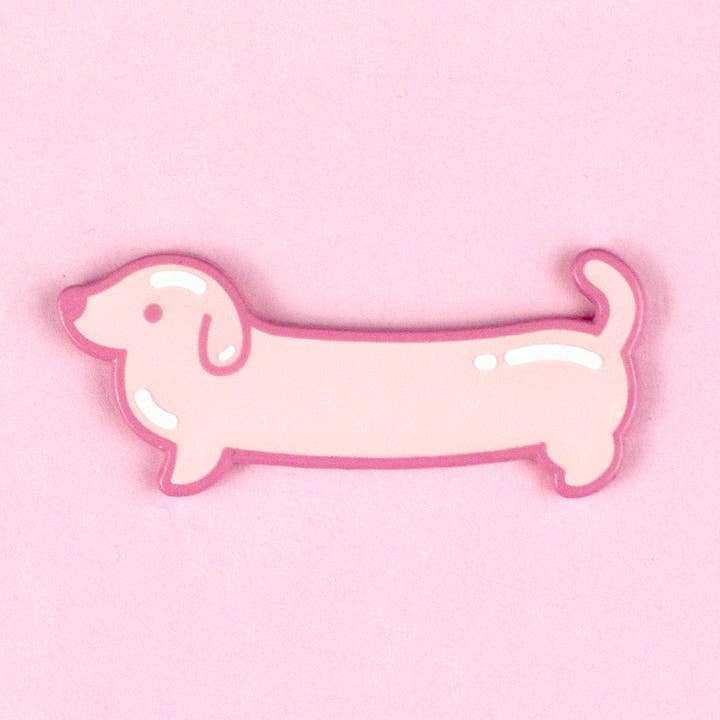 Weenie Dog Pin - Balloon (Pink) for wholesale by Flea Circus