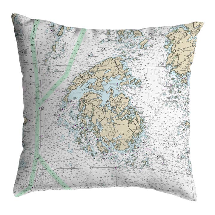 Penobscot Bay, ME Nautische Kaart Niet-gekord Kussen voor wholesale door Betsy Drake Interiors